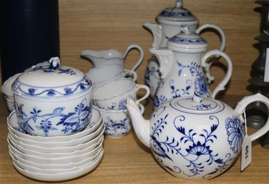 A Meissen Onion pattern tea and coffee set for eight persons